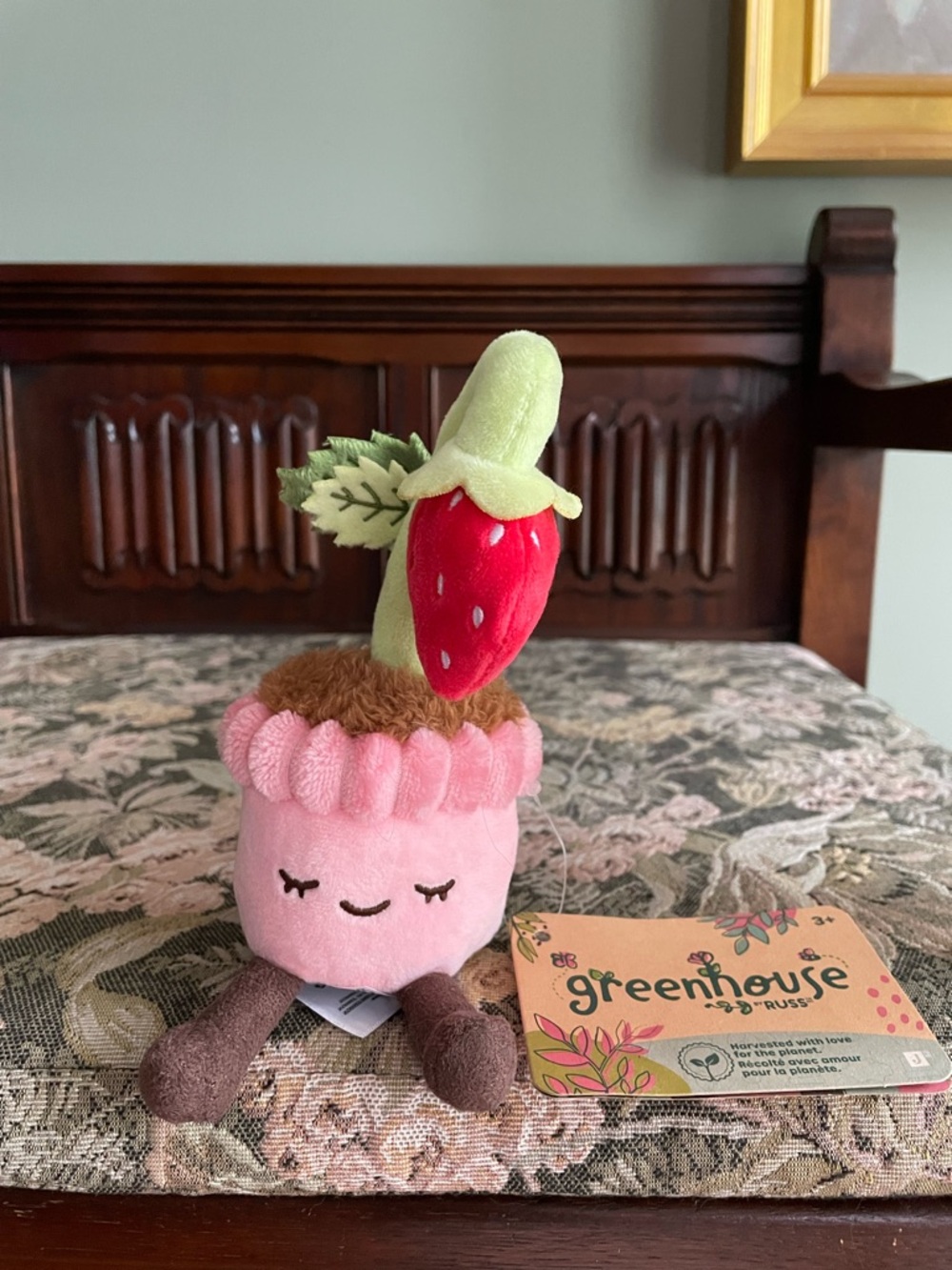 Russ Greenhouse Pink Strawberry Potted Plush Toy. NWT